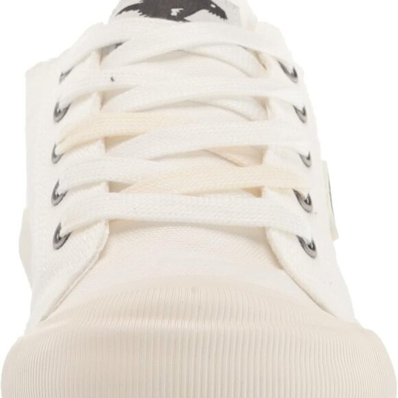 Women’s Canvas Sneaker White Plush Foam Comfort Rubber Sole Lace-Up - Picture 2 of 7